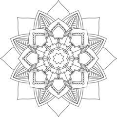 Easy Mandala coloring book simple and basic for beginners, seniors and children. Set of Mehndi flower pattern for Henna drawing and tattoo. Decoration in ethnic oriental, Indian style.