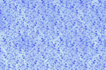 Fototapeta na wymiar Blank blue and light blue colored vintage Wallpaper Background with Dots and Flowers 