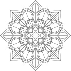 Easy Mandala coloring book simple and basic for beginners, seniors and children. Set of Mehndi flower pattern for Henna drawing and tattoo. Decoration in ethnic oriental, Indian style.