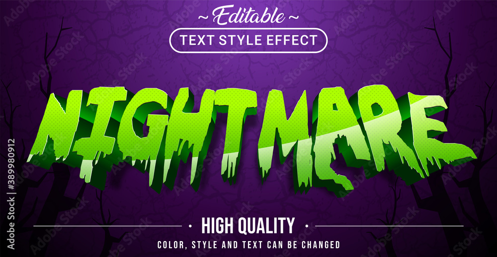 Poster editable text style effect - nightmare theme style.