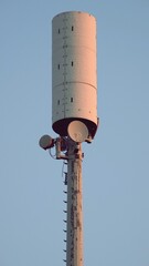 Telecommunication tower. Telecom tower antennas and satellite transmits the signals of cellular 5g...