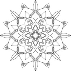 Easy Mandala coloring book simple and basic for beginners, seniors and children. Set of Mehndi flower pattern for Henna drawing and tattoo. Decoration in ethnic oriental, Indian style.