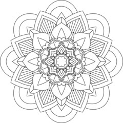 Fototapeta premium Easy Mandala coloring book simple and basic for beginners, seniors and children. Set of Mehndi flower pattern for Henna drawing and tattoo. Decoration in ethnic oriental, Indian style.