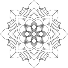 Easy Mandala coloring book simple and basic for beginners, seniors and children. Set of Mehndi flower pattern for Henna drawing and tattoo. Decoration in ethnic oriental, Indian style.