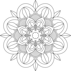 Easy Mandala coloring book simple and basic for beginners, seniors and children. Set of Mehndi flower pattern for Henna drawing and tattoo. Decoration in ethnic oriental, Indian style.