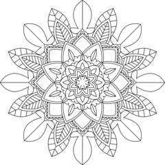 Easy Mandala coloring book simple and basic for beginners, seniors and children. Set of Mehndi flower pattern for Henna drawing and tattoo. Decoration in ethnic oriental, Indian style.