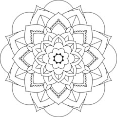 Easy Mandala coloring book simple and basic for beginners, seniors and children. Set of Mehndi flower pattern for Henna drawing and tattoo. Decoration in ethnic oriental, Indian style.