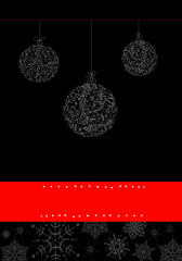 Zentangle stylized Christmas decorations. Hand Drawn lace illustration on black background