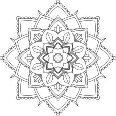 Easy Mandala coloring book simple and basic for beginners, seniors and children. Set of Mehndi flower pattern for Henna drawing and tattoo. Decoration in ethnic oriental, Indian style.