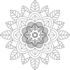 Easy Mandala coloring book simple and basic for beginners, seniors and children. Set of Mehndi flower pattern for Henna drawing and tattoo. Decoration in ethnic oriental, Indian style.