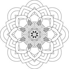 Easy Mandala coloring book simple and basic for beginners, seniors and children. Set of Mehndi flower pattern for Henna drawing and tattoo. Decoration in ethnic oriental, Indian style.