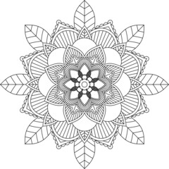 Easy Mandala coloring book simple and basic for beginners, seniors and children. Set of Mehndi flower pattern for Henna drawing and tattoo. Decoration in ethnic oriental, Indian style.