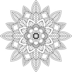 Easy Mandala coloring book simple and basic for beginners, seniors and children. Set of Mehndi flower pattern for Henna drawing and tattoo. Decoration in ethnic oriental, Indian style.