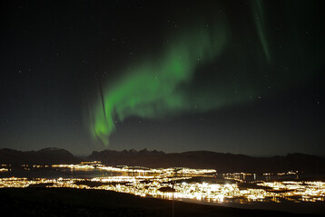 Northern Lights above waters edge