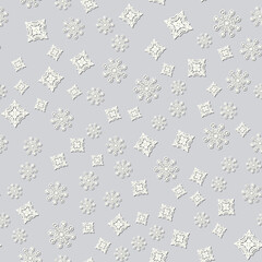 Seamless snowflakes pattern for continuous replicate. Christmas illustration winter on a silver background