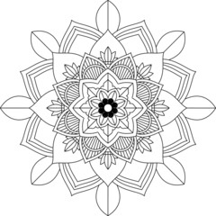 Easy Mandala coloring book simple and basic for beginners, seniors and children. Set of Mehndi flower pattern for Henna drawing and tattoo. Decoration in ethnic oriental, Indian style.