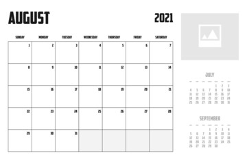 2021 Calendar Isolated on Background