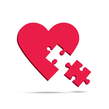red heart and missing piece. vector illustration for valentine's day.