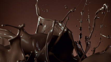 Closeup of splashing hot chocolate