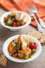 Homemade Fish Soup or Stew with Vegetables