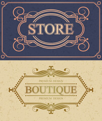 Store and Boutique calligraphic border, Retro Store Flourish calligraphy monogram, Vector illustration