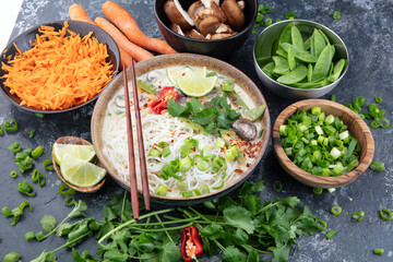 Tom Kha Gai Soup. Traditional thai asian spicy coconut milk soup. tom kha gai soup with coconut milk