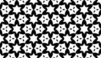 Black, white pattern, geometric wallpaper , seamless texture with flat floral ornament, decorative illustration with simple elemets