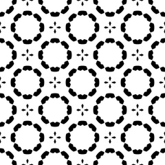 Black, white pattern, geometric wallpaper , seamless texture with flat floral ornament, decorative illustration with simple elemets