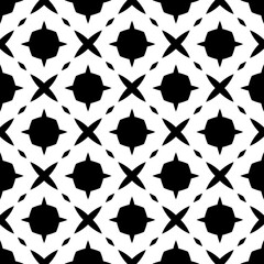 Fototapeta premium Black, white pattern, geometric wallpaper , seamless texture with flat floral ornament, decorative illustration with simple elemets