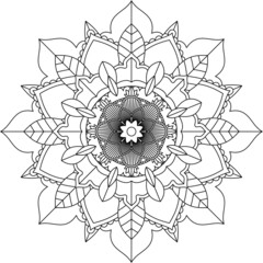 Easy Mandala coloring book simple and basic for beginners, seniors and children. Set of Mehndi flower pattern for Henna drawing and tattoo. Decoration in ethnic oriental, Indian style.