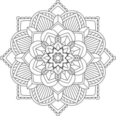 Easy Mandala coloring book simple and basic for beginners, seniors and children. Set of Mehndi flower pattern for Henna drawing and tattoo. Decoration in ethnic oriental, Indian style.