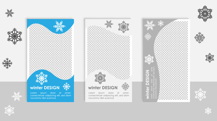 Social media editable post banner with winter snowflake theme, christmas, snow. Web banners for social media. Clear and simple design, vector illustration.	
