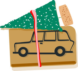 illustration of a car with a gift