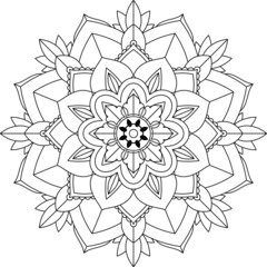 Easy Mandala coloring book simple and basic for beginners, seniors and children. Set of Mehndi flower pattern for Henna drawing and tattoo. Decoration in ethnic oriental, Indian style.