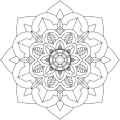 Easy Mandala coloring book simple and basic for beginners, seniors and children. Set of Mehndi flower pattern for Henna drawing and tattoo. Decoration in ethnic oriental, Indian style.