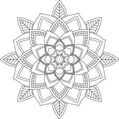 Easy Mandala coloring book simple and basic for beginners, seniors and children. Set of Mehndi flower pattern for Henna drawing and tattoo. Decoration in ethnic oriental, Indian style.