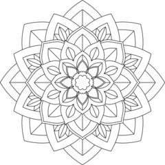 Easy Mandala coloring book simple and basic for beginners, seniors and children. Set of Mehndi flower pattern for Henna drawing and tattoo. Decoration in ethnic oriental, Indian style.