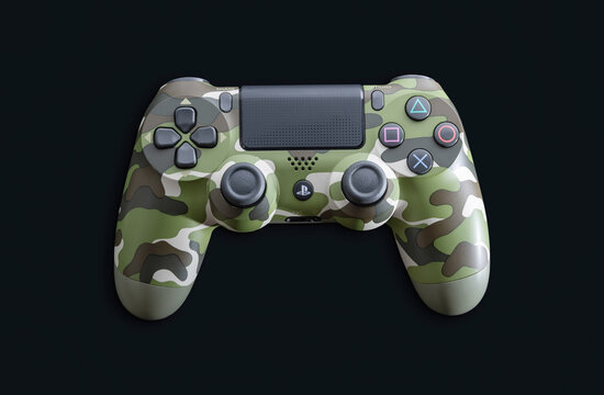 Sao Paulo/SP/Brazil - 29/7/2020: Camo PS4 Game Controller top view