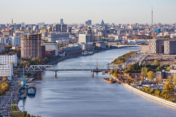 Aerial city view at evening time. Moscow. Russia.