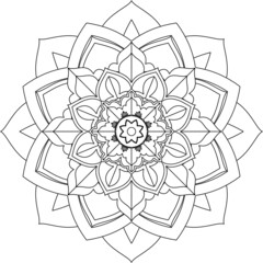 Easy Mandala coloring book simple and basic for beginners, seniors and children. Set of Mehndi flower pattern for Henna drawing and tattoo. Decoration in ethnic oriental, Indian style.