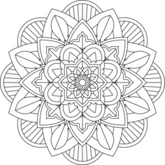 Easy Mandala coloring book simple and basic for beginners, seniors and children. Set of Mehndi flower pattern for Henna drawing and tattoo. Decoration in ethnic oriental, Indian style.
