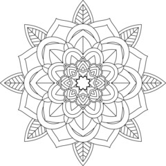 Easy Mandala coloring book simple and basic for beginners, seniors and children. Set of Mehndi flower pattern for Henna drawing and tattoo. Decoration in ethnic oriental, Indian style.