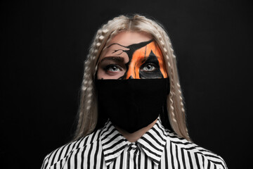 girl with makeup for halloween close-up portrait