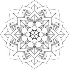 Easy Mandala coloring book simple and basic for beginners, seniors and children. Set of Mehndi flower pattern for Henna drawing and tattoo. Decoration in ethnic oriental, Indian style.