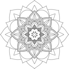 Easy Mandala coloring book simple and basic for beginners, seniors and children. Set of Mehndi flower pattern for Henna drawing and tattoo. Decoration in ethnic oriental, Indian style.