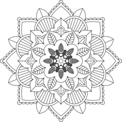 Easy Mandala coloring book simple and basic for beginners, seniors and children. Set of Mehndi flower pattern for Henna drawing and tattoo. Decoration in ethnic oriental, Indian style.