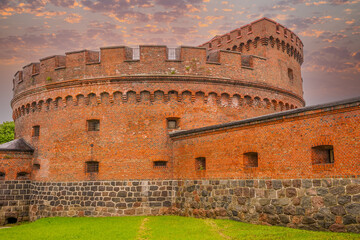 Landscape with a view of the fortress of Palmniken fortress. Kaliningrad