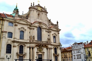 Fototapeta na wymiar Prague's Baroque St Nicholas Church in the Mala Strana or lesser town