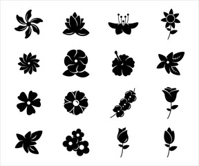 Simple Set of flower Related Vector icon graphic design. Contains such Icons as rose, orchid, lotus, jasmine, hibiscus and more © great19