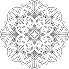 Easy Mandala coloring book simple and basic for beginners, seniors and children. Set of Mehndi flower pattern for Henna drawing and tattoo. Decoration in ethnic oriental, Indian style.